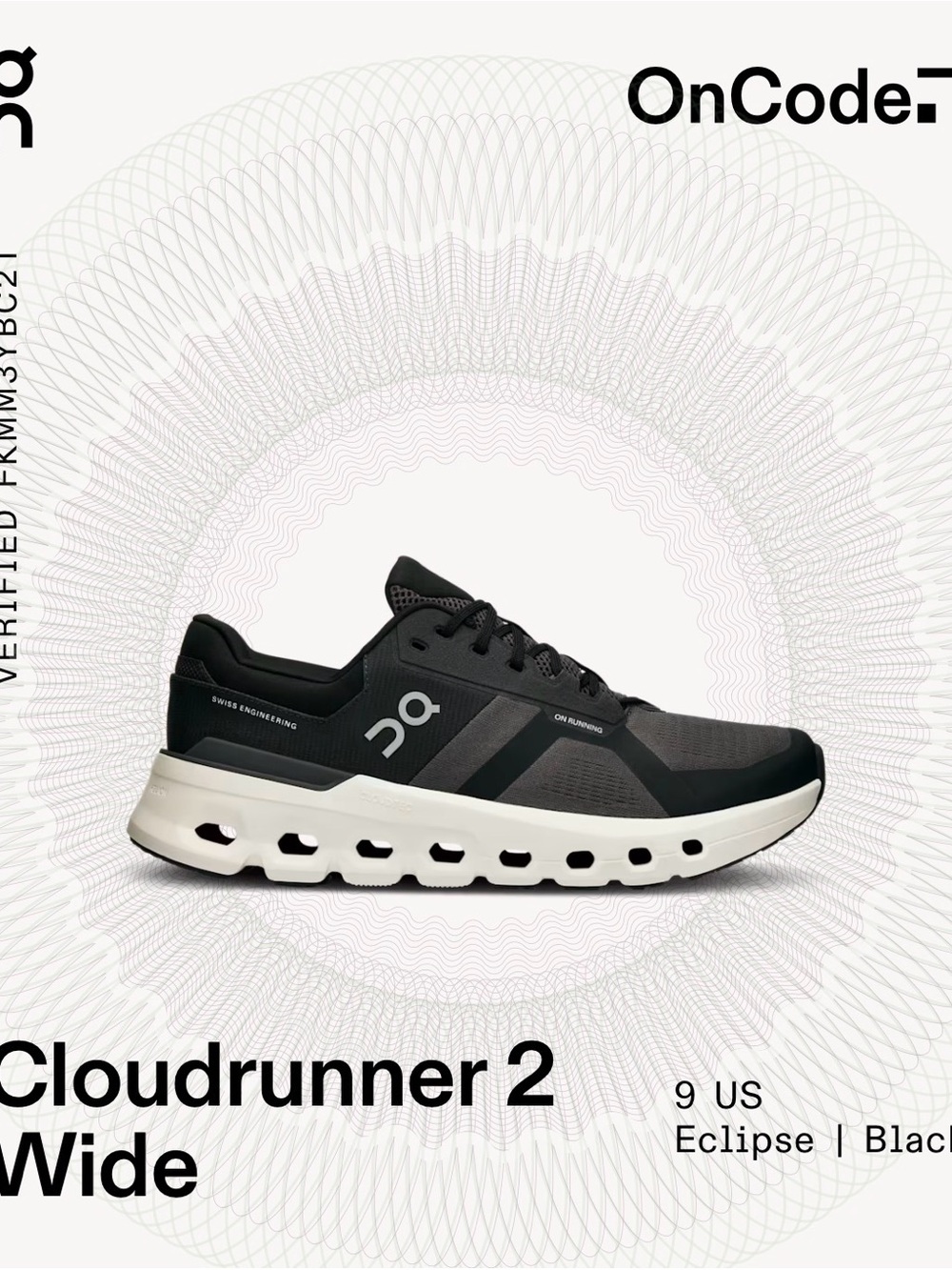 On Running Cloudrunner 2 Wide - Black and White (Eclipse)